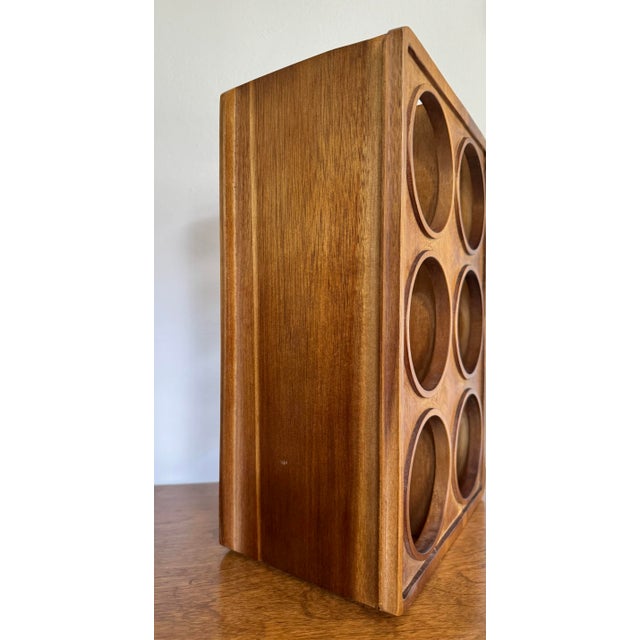 Mid 20th Century Mid 20th Century Vintage Mid Century Modern Walnut Wine Rack, Holds 6 Bottles For Sale - Image 5 of 9