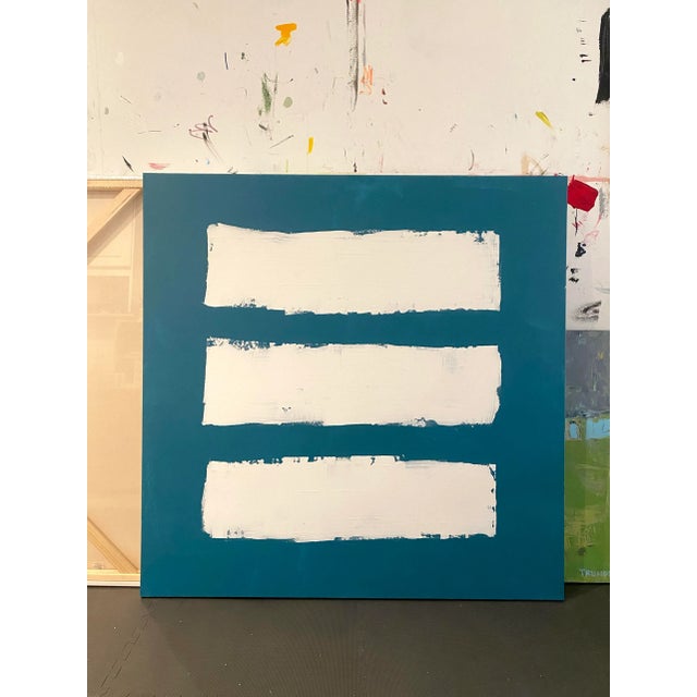 2020s Sarah Trundle, Large Contemporary Abstract Painting, "Trio: In Blue" For Sale - Image 5 of 6