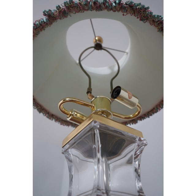 Brass 1990s Quality Crystal & Brass Table Lamp W. Shade For Sale - Image 8 of 8