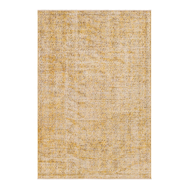 Vintage Zeki Müren Rug in Gold, With Floral-Geometric Patterns From Rug & Kilim For Sale