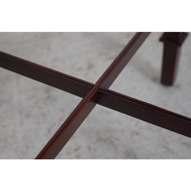 Baker Round Inlaid Mahogany Stretcher Base Lamp Table For Sale - Image 12 of 14
