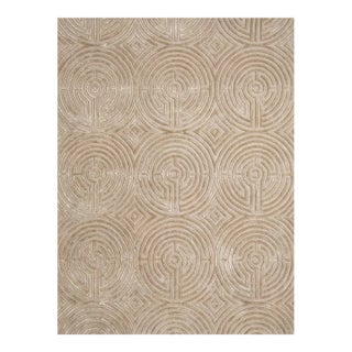 Lucca Hand-Tufted Maze Rug, Wheat Tan, 4x6 For Sale
