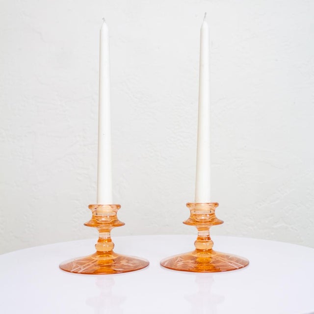 Pink Depression Glass Candlesticks Candle Holders Chairish
