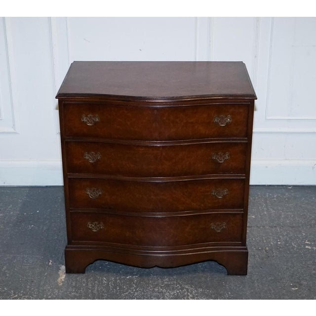 Late 20th Century Burr Walnut Chest of Drawers with Brass Handles For Sale - Image 4 of 16