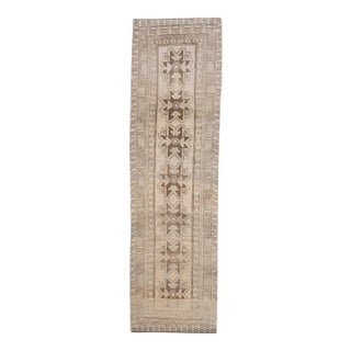 1970s Vintage Handmade Wool Cotton Beige Runner Rug For Sale