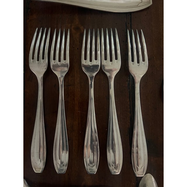 French Art Deco Silverplate Silverware, C. 1940's- Set of 37 For Sale - Image 11 of 11