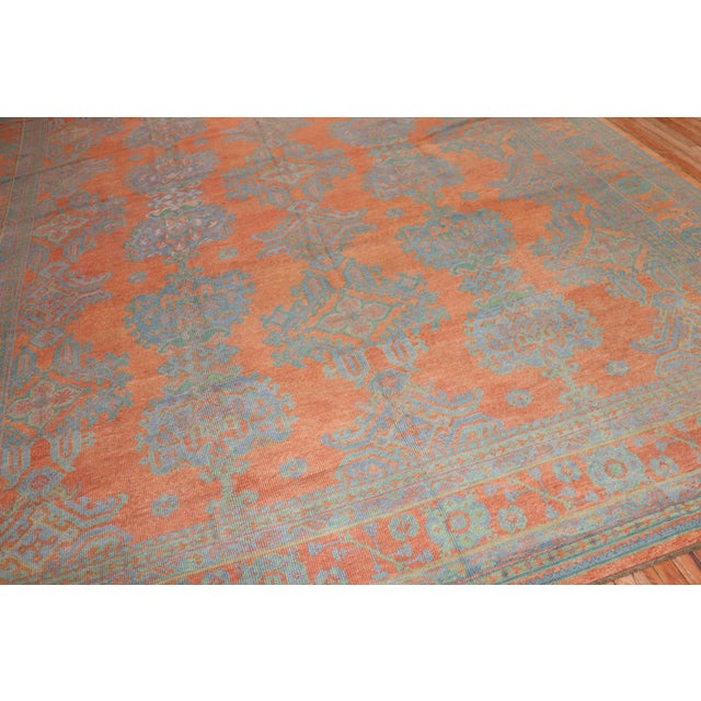 Bright Coral Antique Oushak Rug, 11'4'' X 14'1'' For Sale - Image 18 of 18