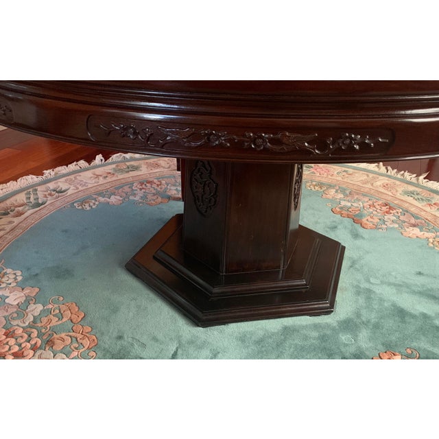 Chinese Rosewood Round Dining Set with Lazy Susan 9 Pieces Chairish