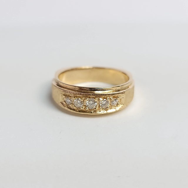 Brushed Matte Finish Diamond Wedding Band European Shank, Size 7 For Sale - Image 4 of 5