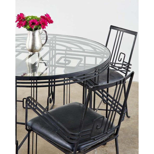 Set Of Four Salterini Style Greek Key Garden Patio Chairs Chairish