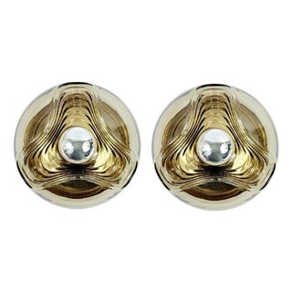 Glass Wave Futura Wall Lamps by Koch & Lowy for Peill & Putzler, Germany, 1970s, Set of 2 For Sale