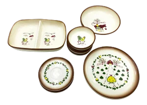 Vintage Mid Century 1950s 10 Piece Dining Set by Brock of California Company in the and Collectible California Farmhouse Patter