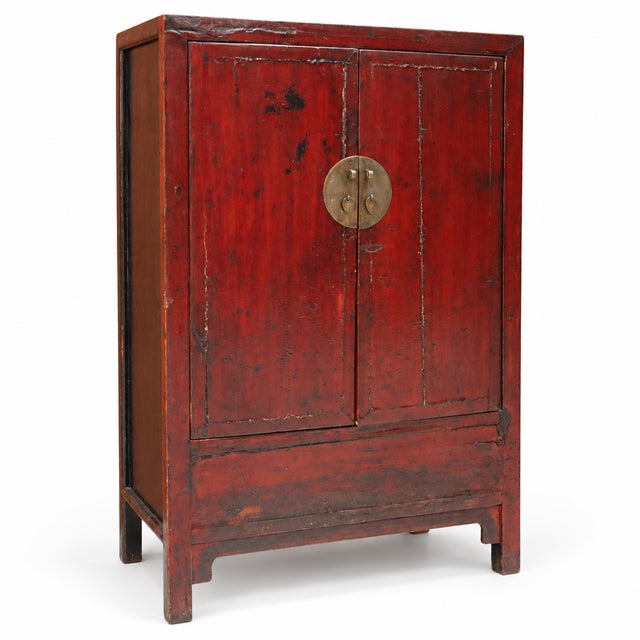 19th Century Chinese Red Lacquer Wedding Cabinet For Sale - Image 9 of 9