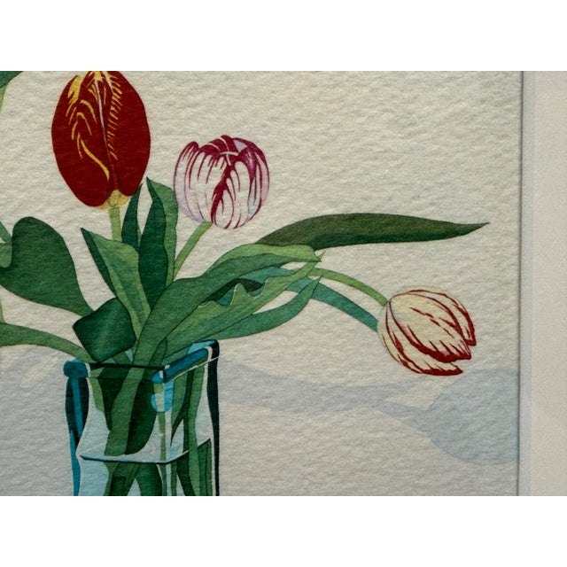 1990s Sally Baker Red Tulips in Vase I/P Artwork, Signed For Sale - Image 5 of 12