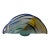 Art Glass Signed Michael Peluso Blue Swirl Clam Shaped Vase For Sale