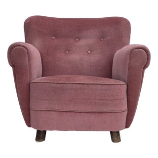 Mid-Century Danish Oak Relax Armchair with Velour Upholstery, 1960s For Sale