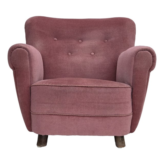 Mid-Century Danish Oak Relax Armchair with Velour Upholstery, 1960s For Sale