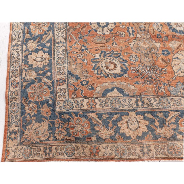 Antique Persian Tabriz Botanic Handmade Wool Rug For Sale - Image 9 of 10