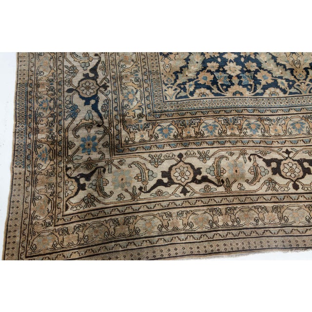 Persian 19th Century Persian Meshad Botanic Handwoven Wool Rug For Sale - Image 3 of 8
