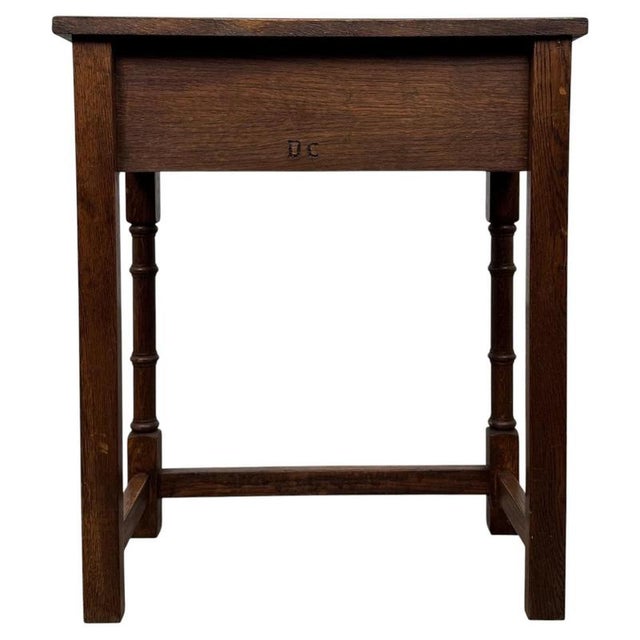 Brown 20th Century Traditional Oak Side Table For Sale - Image 8 of 12