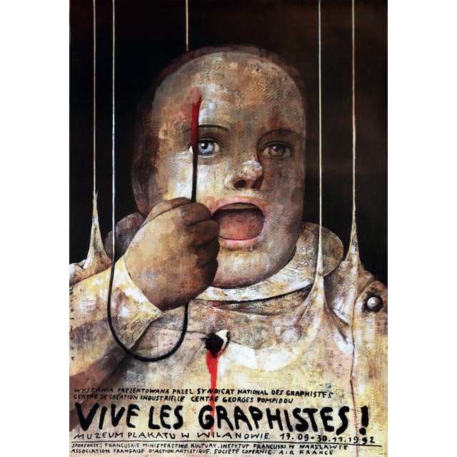 Paper 1992 Polish/French Design Exhibition Poster - Vive Les Graphistes ! For Sale - Image 7 of 7