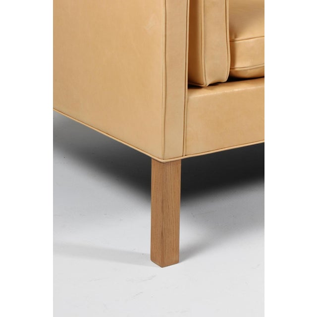 Vintage Two-Seat Sofa in Sahara Vacona Leather by Børge Mogensen, 1960s For Sale - Image 6 of 9