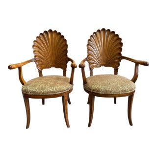 20th Century Shell Back Grotto Style Chairs, a Pair For Sale