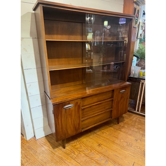 1950s Walnut China Cabinet For Sale - Image 12 of 15