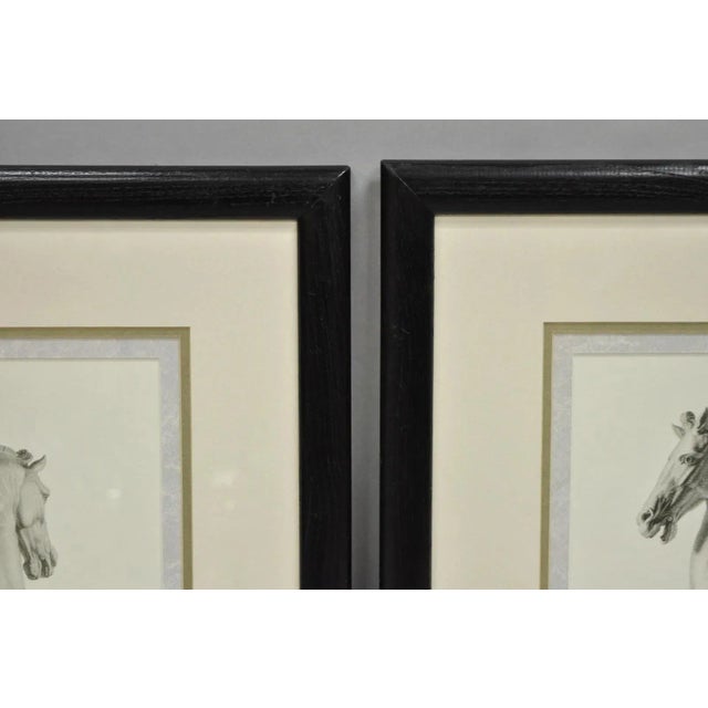 Paper Late 20th Century Vintage Regal Horse Sketch Equestrian Print Framed Art Wall Decor, Set of 2 For Sale - Image 7 of 12