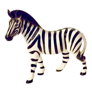 Hollywood Regency Ceramic Zebra Figurine For Sale