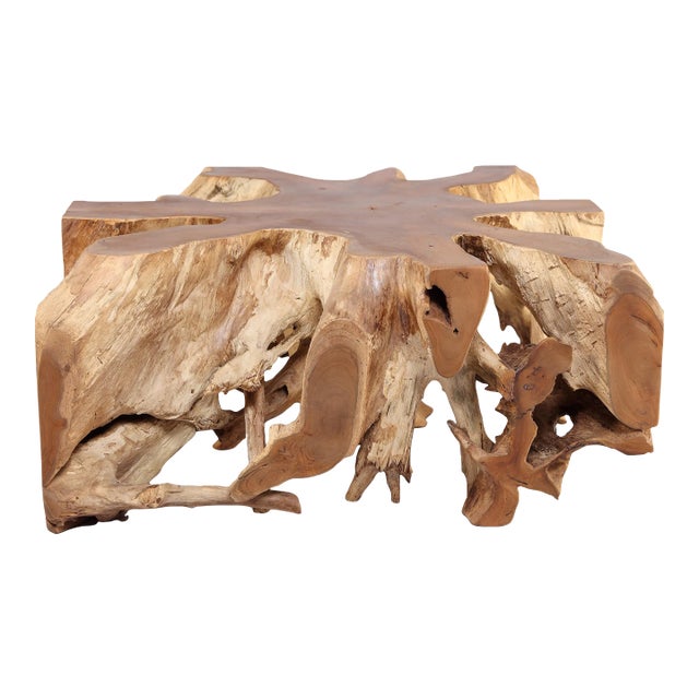 Square 36" Inch Organic Teak Root Coffee Table 53 For Sale
