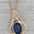 2010s 1.43ctw Blue Sapphire Diamond Pendant 14k Yellow Gold 18" Box Chain For Sale - Image 5 of 6