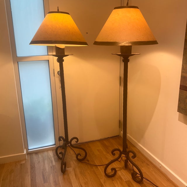 Metal Pair of Formations Usa Heavy Iron Floor Lamps For Sale - Image 7 of 12