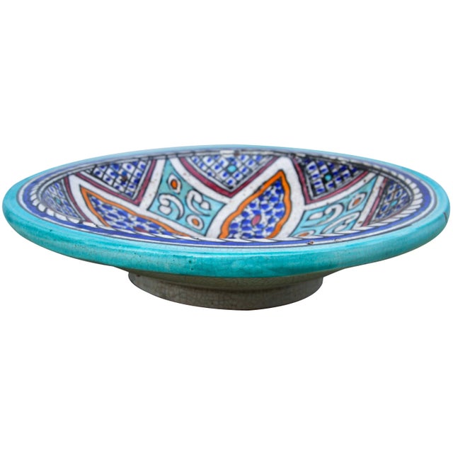 Moroccan Antique Polychrome Moorish Ceramic Plate For Sale - Image 3 of 9