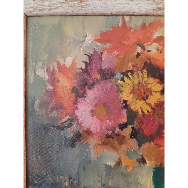 Floral Vase Still Life Painting Artist Signed Flowers For Sale - Image 4 of 9