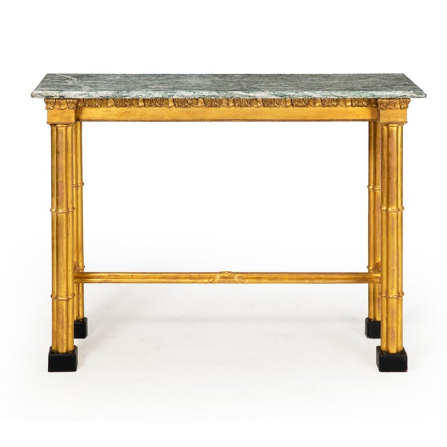 Neoclassical Neoclassical Simulated Bamboo Giltwood Console Pier Table, 20th Century For Sale - Image 3 of 16