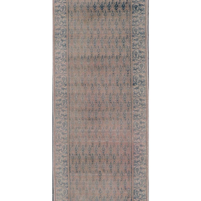 Early 20th Century Seraband Runner With Intricate Pattern in Light Blue Field For Sale - Image 5 of 13