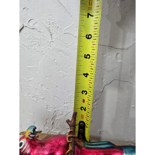 Vintage Hand-Blown Glass Tropical Parrot in Santa Hat Christmas Ornament For Sale In Dallas - Image 6 of 12