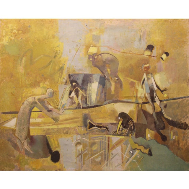 Victor Karnauh, A Conversation, Oil on Canvas For Sale - Image 9 of 9