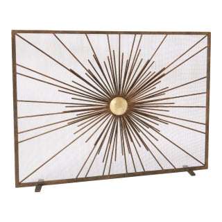 Tobacco Sunburst Fireplace Screen For Sale