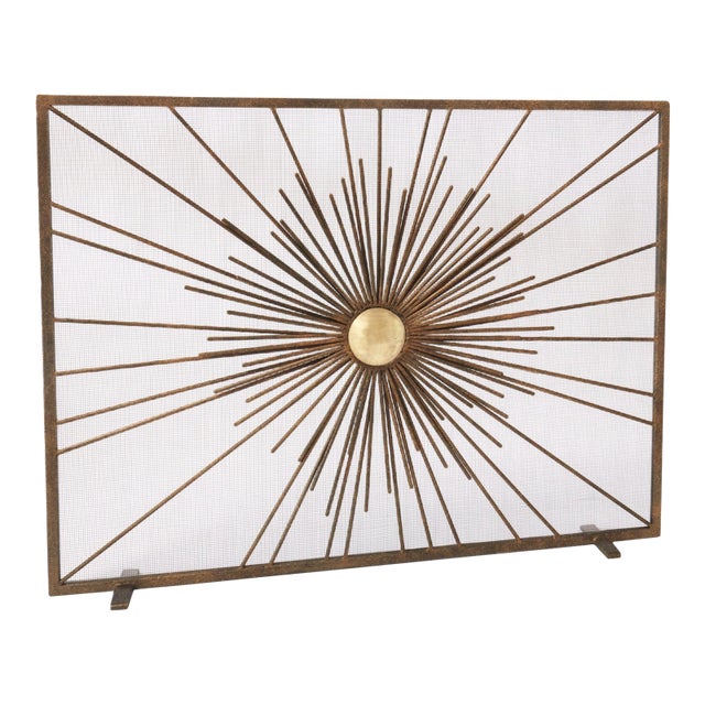 Tobacco Sunburst Fireplace Screen For Sale