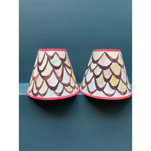 Contemporary Happy Menocal Contemporary Hand Painted Bistro Lampshades - a Pair For Sale - Image 3 of 3