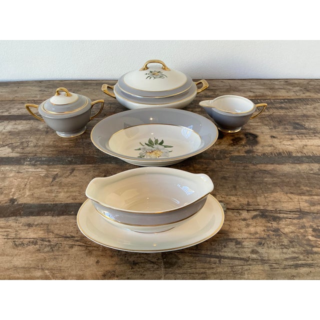 This exquisite five-piece serving set from Princess China’s sophisticated "Tru-Tone" line features the rare and elegant...