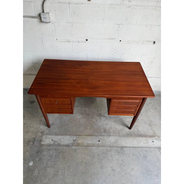 Teak Executive Desk Large Wooden Office Writing Table Denmark Mid-Century Modern 1960s For Sale - Image 9 of 10