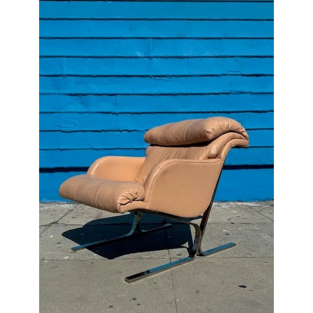 1990s Hekman-Dansen Pink Leather Chair & Ottoman For Sale - Image 13 of 14