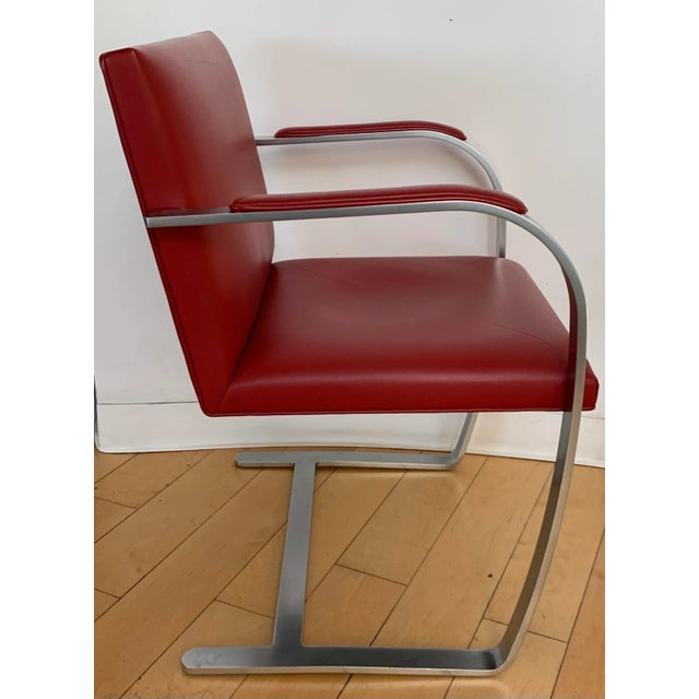 Mid-Century Modern Brno Flat Bar Arm Chair by Mies Van Der Rohe for Knoll Studio For Sale - Image 3 of 7