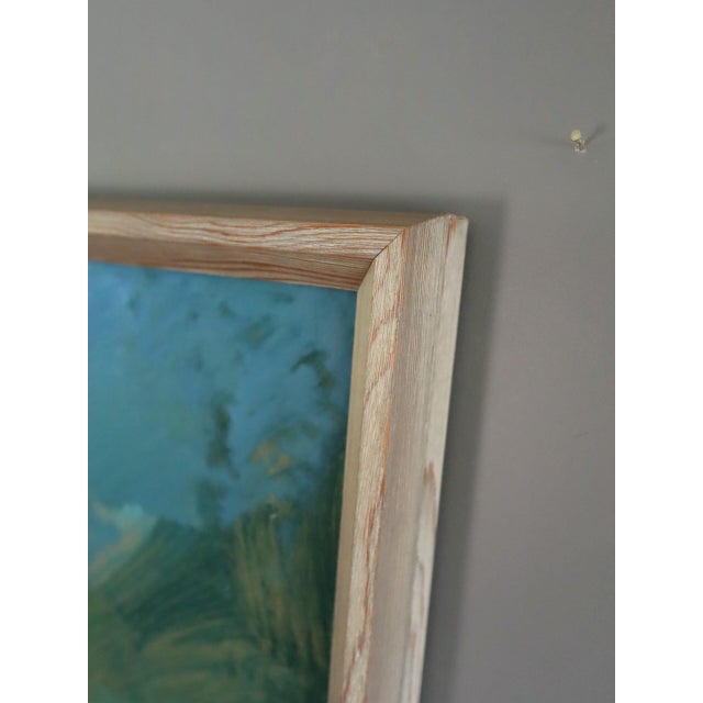 Mid-Century Modern 'Circle of Light' Vintage Original Figurative Landscape Oil Painting, Framed For Sale - Image 6 of 13
