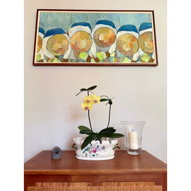 1970s Tiffany and Co. Floral Hand-Painted Centerpiece Bowl or Jardiniere For Sale - Image 5 of 11