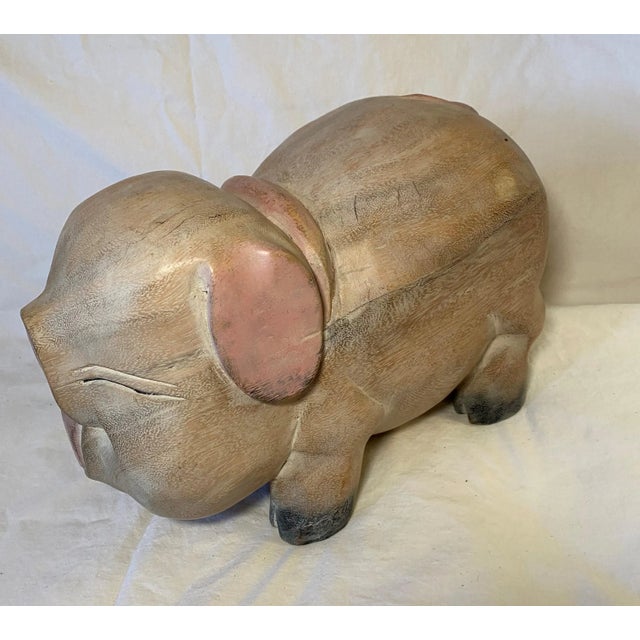 Hand Carved and Painted Wooden Happy Big For Sale - Image 4 of 11