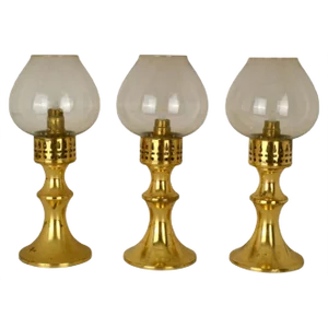 Scandinavian Brass Lantern Candleholders, Set of 3